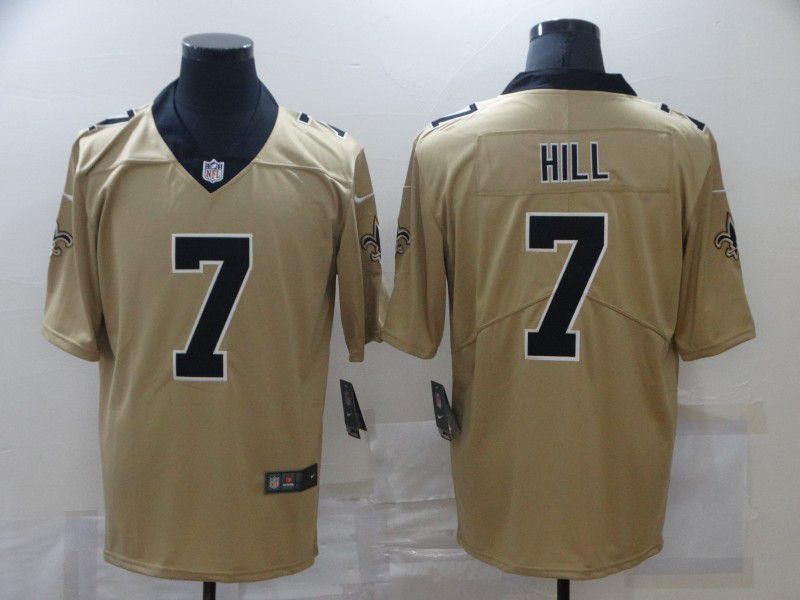 Men New Orleans Saints #7 Hill Yellow Nike Limited Vapor Untouchable NFL Jerseys